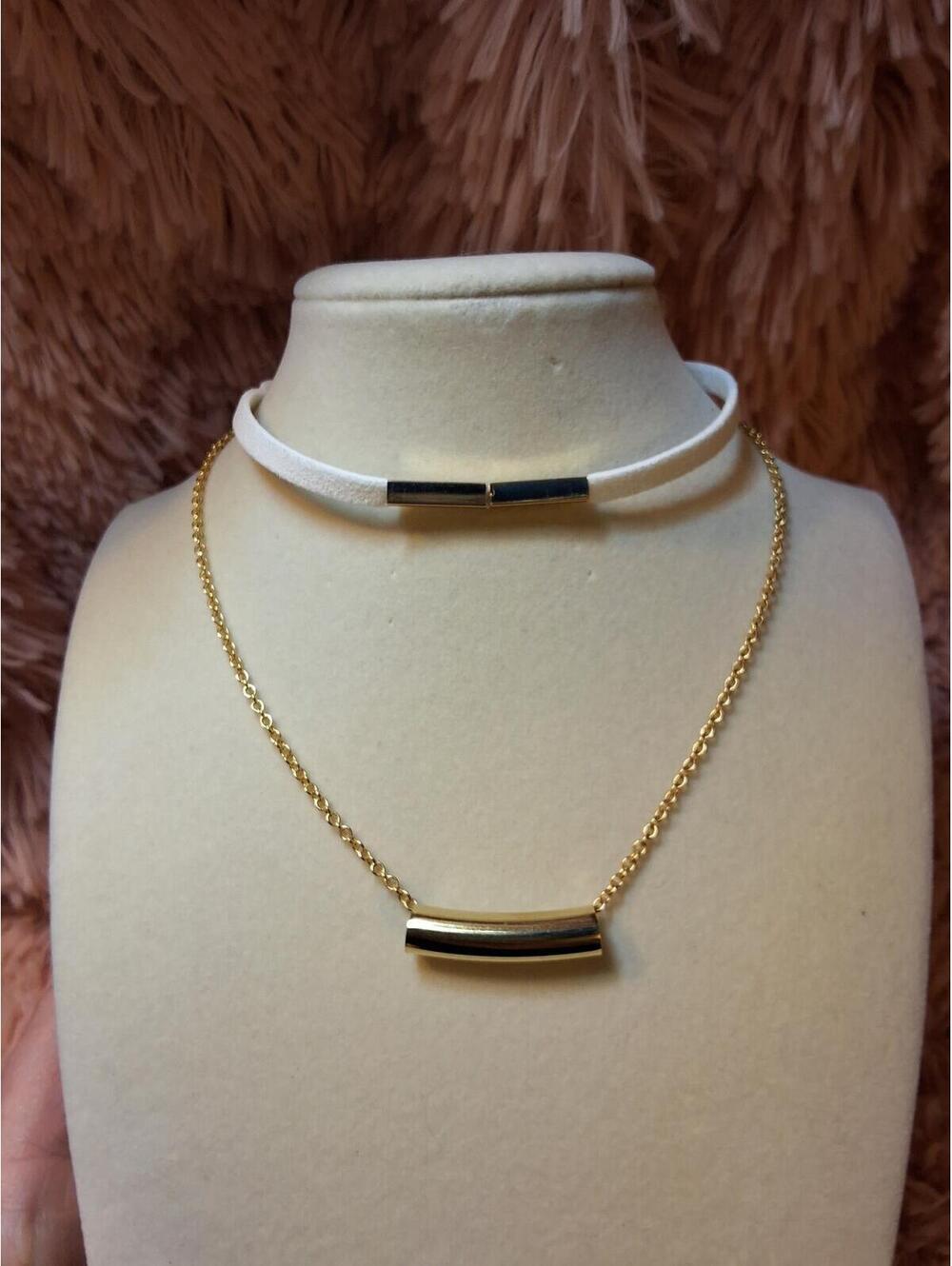 LAYERED WHITE AND GOLD CHOKER